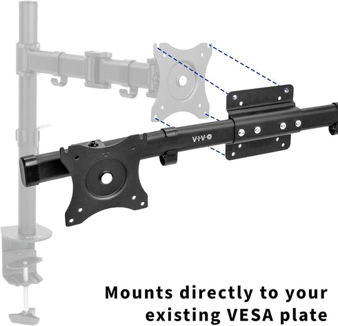 VIVO MOUNT-VW02A Dual VESA Bracket Adapter, Horizontal Assembly Mount for 2 Monitor Screens up to 27 inches