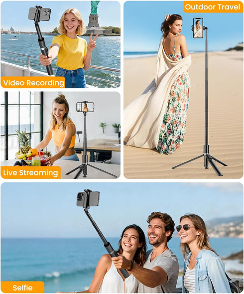 Victiv 68" Phone Tripod & Selfie Stick with Remote and Fill Light, Auto Open Cell Phone Tripod Stand, Extendable Phone