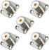 UHF Panel Mount 5-Pack Female SO239 Chassis Mount 4-Hole Jack Flange Solder Cup RF Coax Connector for J Pole Antenna