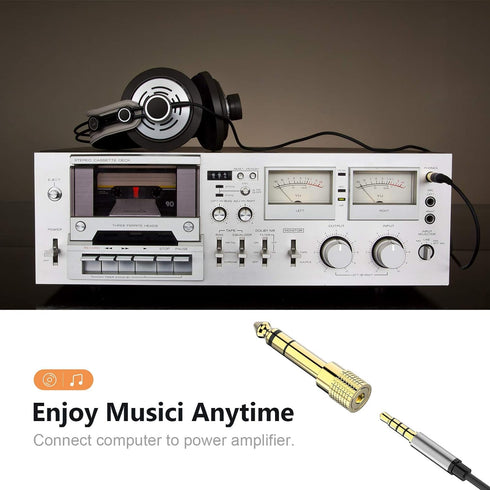 6.35mm (1/4 inch) Male to 3.5mm (1/8 inch) Female Stereo Audio Adapter Converter for Guitar Headphones, Gold Plated 4