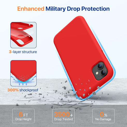 Miracase iPhone 11 Case (6.1") - Red Liquid Silicone Gel, Full Body Shockproof Cover with Screen Protector.