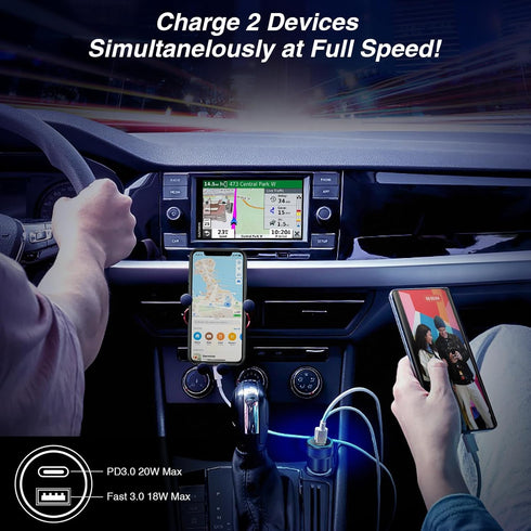 USB C Car Charger, 5 Pack 38W Dual Ports USB-C & USB-A Fast Charging Adapter for iPhone 15 14 13 12, Samsung S24