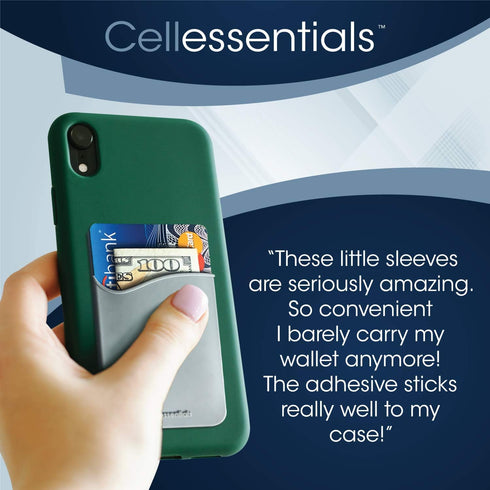 USA Merchant Redesigned Card Holder - Silicone Stick on Cell Phone Wallet for Credit Card ID - Black, White, Grey