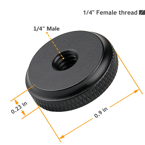 1/4" Female Thumb Nuts with Rubber Pads, 5pc Thumb Wheel Lock Nut Adapter, Anti-Slip Rubber Washers with 1/4" Screw Hole for Attach The Camera to Tripod