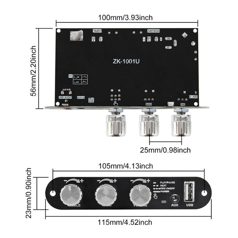 AITRIP 2Pcs ZK-1001U 100W 9-24V Mono Amplifier Board with TWS,Mini Audio Amps with Boost with Power Output, Treble