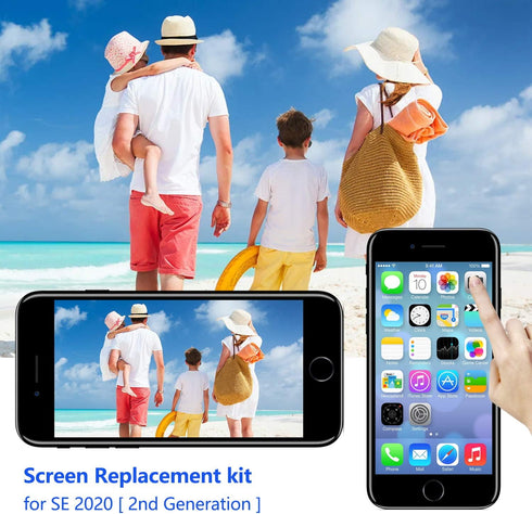 for iPhone 8/SE 2020 2nd Generation Screen Replacement, Black LCD Touch Screen Digitizer with Repair Tools