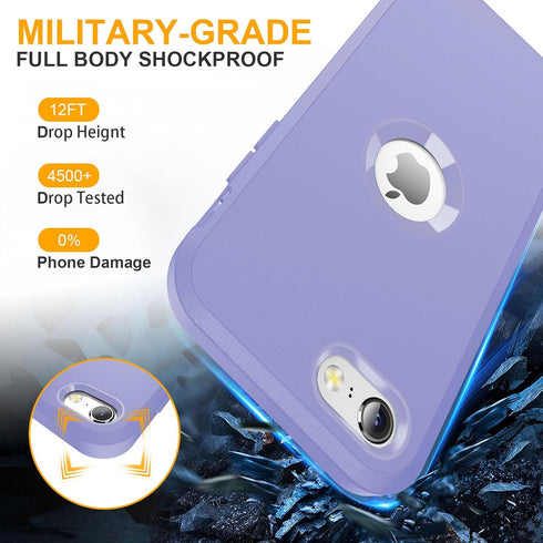Shop jaroco iPhone SE Case 2022/2020, iPhone 8/7 - Shockproof, Dust-Proof, Military Grade, Non-Slip, Light Blue+Purple.