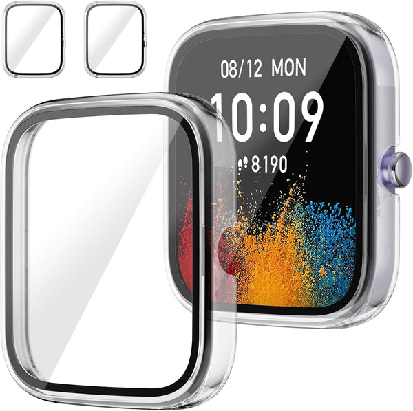 Screen Protector for Amazfit GTS 4 Mini Smartwatch, 2-Pack Hard PC Bumper Full Face Cover Accessories for Men Women