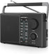 LEOTEC Portable AM FM Radio with Best Reception, Battery Operated or AC Power, Black