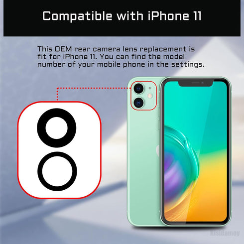 2 Sets iPhone 11 OEM Rear Camera Lens with Dual-Sided Adhesive Replacement Glass Lens Full Fix Tool Kit A2111 A2223