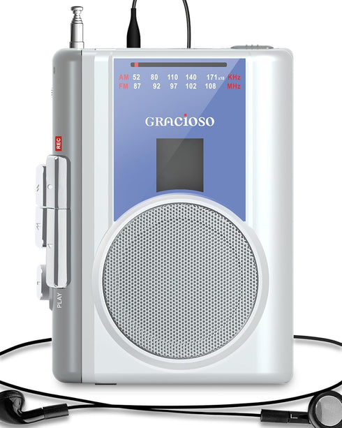 Gracioso Protable Cassette Recorder Player: AM FM Compact Cassette Tape Player with