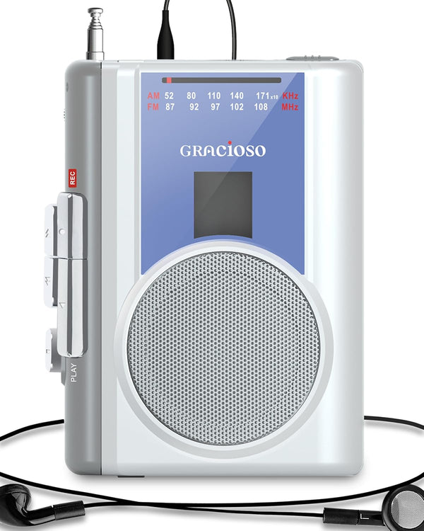 Gracioso Protable Cassette Recorder Player: AM FM Compact Cassette Tape Player with