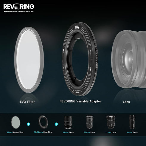H&Y Step-Up Rings Adapter, Variable Step Up Ring Lens Filter Adapter Rings 67-82mm to 82mm