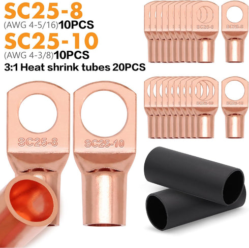 Jeemiter 4 Gauge Wire, 50ft Copper Clad Aluminum, Primary Automotive Wire, Battery Cable with Lugs Terminal Connectors