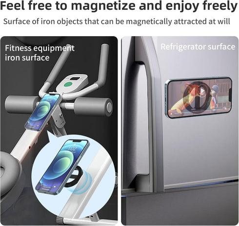 Dual Magnetic Phone Holder for Car, Gym Phone Mount for Mag-Safe, Strong Magnet Stand for Metal Surfaces