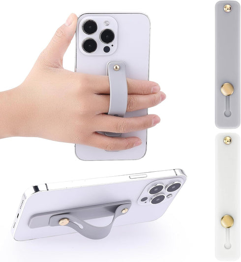 WLLHYF 2Pcs (2pcs-Grey/White) Phone Loop Finger Holder, Silicone Phone Grip Phone Finger Strap Stand Universal Portable