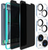 Ferilinso Privacy Screen Protector for iPhone 13/14 - 2 Pack, 9H Anti-Spy Tempered Glass & Camera Lens Protectors.