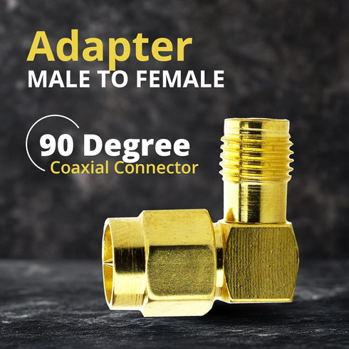 Right Angle Coax Connector, Male to Female Adapter for 90 Degree Coaxial Connection, 2 Pack