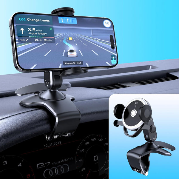 DRPHKTT Universal 360 Rotating Dashboard Phone Holder for Car - Spring Clip Car
