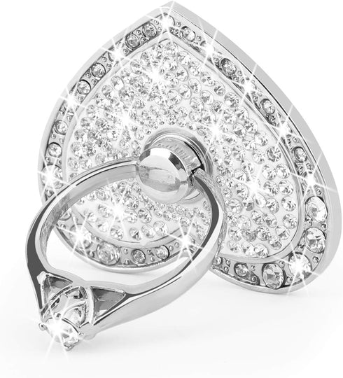 Cell Phone Finger Ring Stand with Sparkly Diamond, Nsiucion Heart Kickstand Holder for All Phones and Tablets