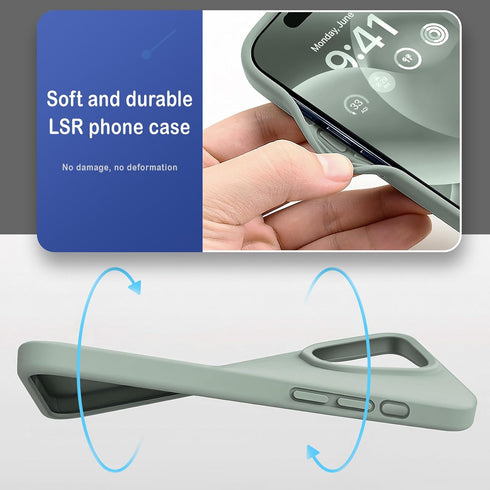 Shop SUANPOT Grey Liquid Silicone Case for iPhone 15 Pro Max 6.7", Shockproof, Soft Slim Gel Rubber, Anti-Scratch
