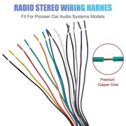 16 RDBS Pin Radio Wiring Harness Plug Fit for Pioneer CD DVD Stereo Power Speaker Wire Replacement Aftermarket