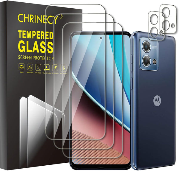 Motorola Moto G Stylus 2023 5G Screen Protector 3-Pack + 2 Camera Lens Protectors, 9H Hardness, HD, Case Friendly.