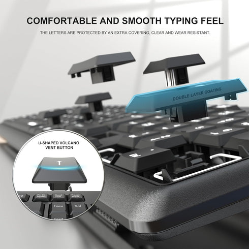 Hofotek Wired Computer Keyboard, Full Size USB Quiet Keyboard with Number Pad,Slim Compact Soft Basic Laptop Keyboard