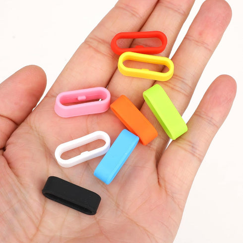 Multi-Color Smart Watch Security Bands, 16 Pack 20mm Silicone Fastener Rings Replacement Watch Band Fastener Secure Loops Rubber Watch Strap Connector Holder Keeper for Smartwatch Accessories