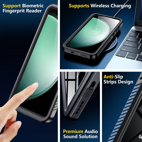 SPIDERCASE Waterproof Case for Samsung Galaxy S23 FE, Military Shockproof, Black