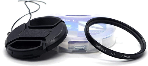 D3500 Lens Cap & UV Filter - Digital Multi-Coated Slim Frame Glass for Nikon D3500 D3400 D5600 with AF-P 18-55mm