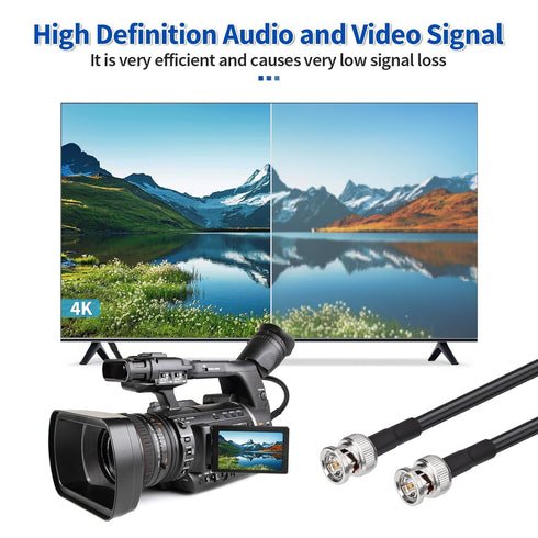 SDI Cable BNC Cable 75 Ohm BNC Jumper 30FT Low Loss BNC Male to Male Connector Extension Coax Cable for CCTV Cameras