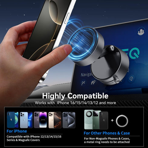 XO Simple is Beauty Upgrated Vacuum Suction Magnetic Phone Holder, Retractable Strong Suction Cup Magnetic Hands-Free