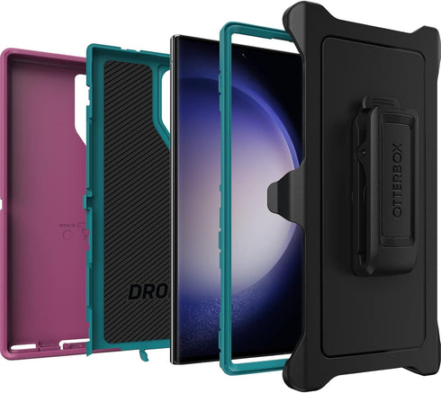 OtterBox S23 Galaxy Ultra Defender Series Case - Canyon Sun (Pink), Rugged & Durable, with Port Protection, Includes