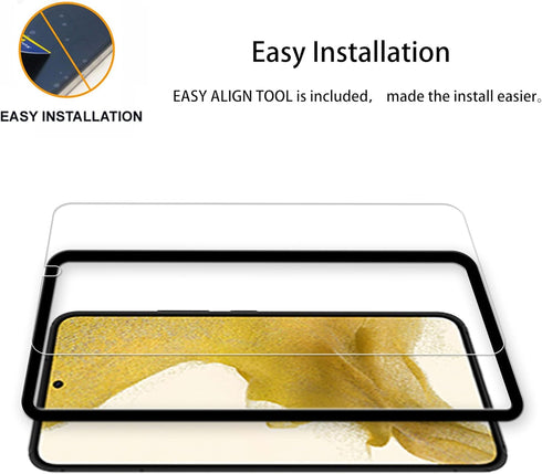 Easy Alignment Frame Designed For Samsung Galaxy S22 5G Tempered Glass Screen Protector 2-Pack Camera Lens Protector Film 2-Pack