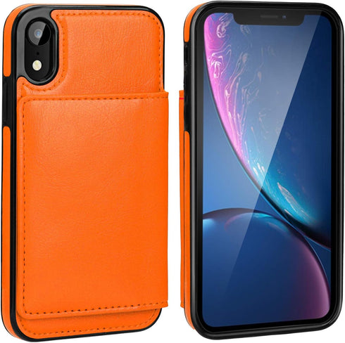 KIHUWEY iPhone XR Wallet Case - Premium Leather Credit Card Holder, Durable Shockproof Protective Cover, Kickstand, 6.1