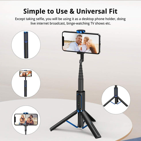 ATUMTEK Selfie Stick Tripod, Extendable 3 in 1 Aluminum Bluetooth Selfie Stick with Wireless Remote for iPhone