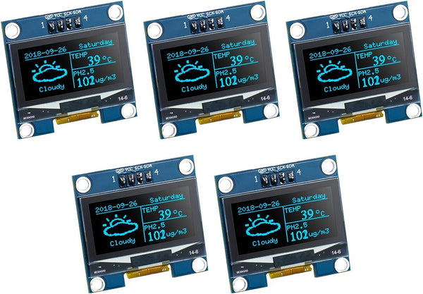 Hosyond 5 Pcs 1.3 Inch IIC I2C OLED Display Module 128x64 Pixel SH1106