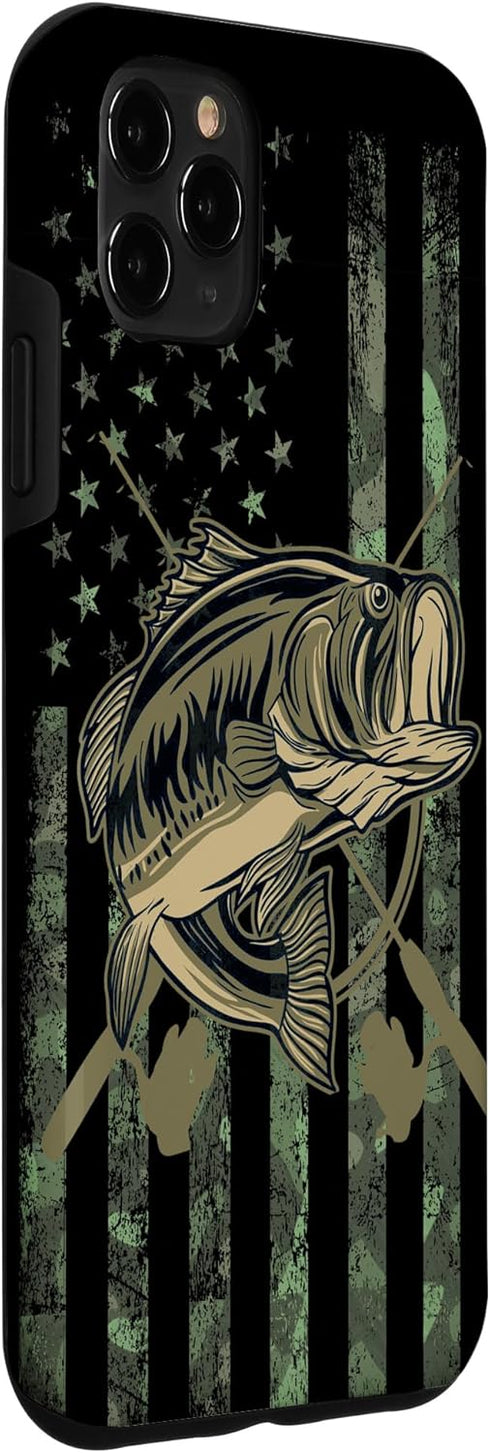 Camo American Flag Bass Fishing Gift Case for iPhone 11 Pro Max