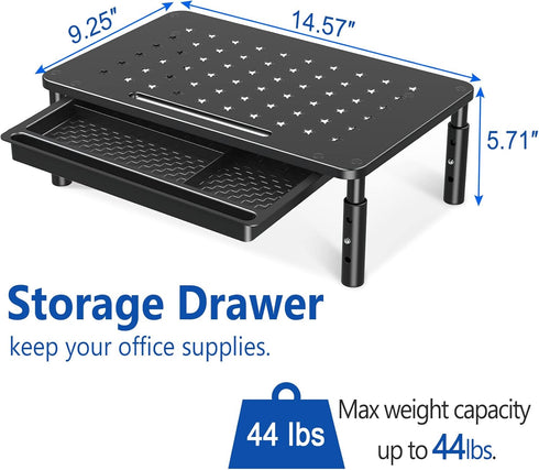 Zimilar 2 Pack Monitor Stand Riser with Drawer - 3 Height Adjustable Metal Stand for Computer, Laptop, Printer