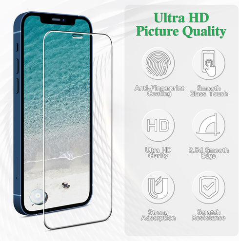 Pokolan (3-Pack) Tempered Glass Screen Protector for iPhone 12 / iPhone 12 Pro 2020 (6.1 inch), 9H Hardness, Bubble Free
