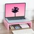 (Pink-14.2 inch) TEAMIX Pink Monitor Stand Riser, Wood Monitor Riser with Storage for Desk Small Monitor Stand