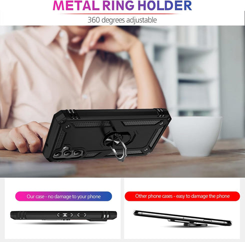 Shop Samsung Galaxy S23 FE Case: Military Grade Shockproof Cover with Screen Protector & Kickstand (Black) 5G.