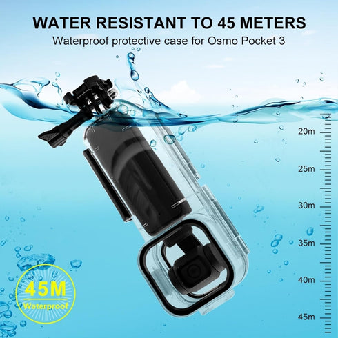 PULUZ Dive Case for DJI Osmo Pocket 3, Waterproof PC Protective Shell 45M/147FT Underwater Housing Cover with