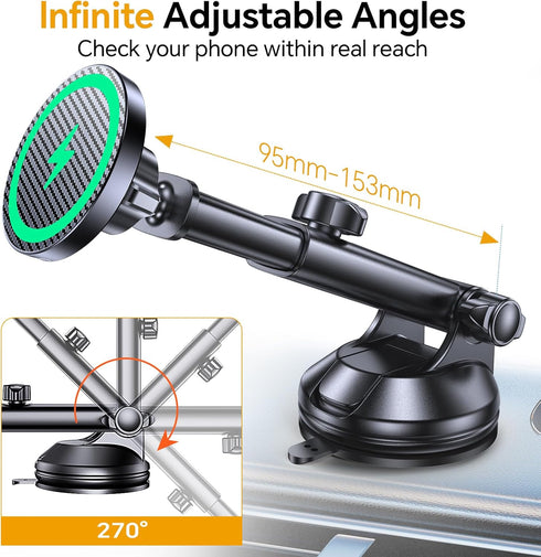 Coolpow 17 for MagSafe Car Mount ChargerUltra Magnet Magnetic Phone Holders for Your Car ChargerWindshield+Vent+Dash