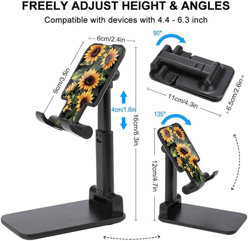 DuduYH Bouquet of Yellow Sunflowers Cell Phone Stand Foldable Adjustable Phone Stand for Desk