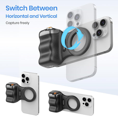 Keledz 16 15 14 13 12 Magnetic Phone Camera Grip, Smartphone Shooting Holder Selfie Handle Snap with Wireless Shutter