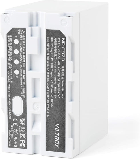 VILTROX NP-F970 Battery 2 Pack, 6600mAh Replacement Battery for F970 F960 F950, Compatible with Godox Neewer
