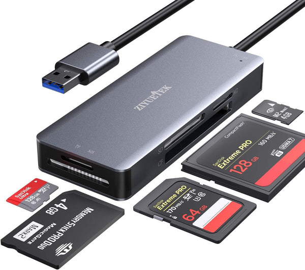 CF Card Reader, USB 3.0 to Compact Flash Memory Card Reader Adapter for SDXC, SDHC, Micro SD, MS, CF (Grey)