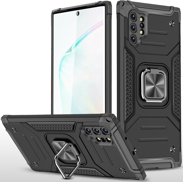 Samsung Galaxy Note 10 Plus Case, Military Grade Heavy Duty Shockproof Cover with Built-in Kickstand (Black)